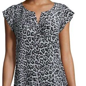 Ivanka Trump Cap Sleeve Leopard Animal Print Top Size Medium
